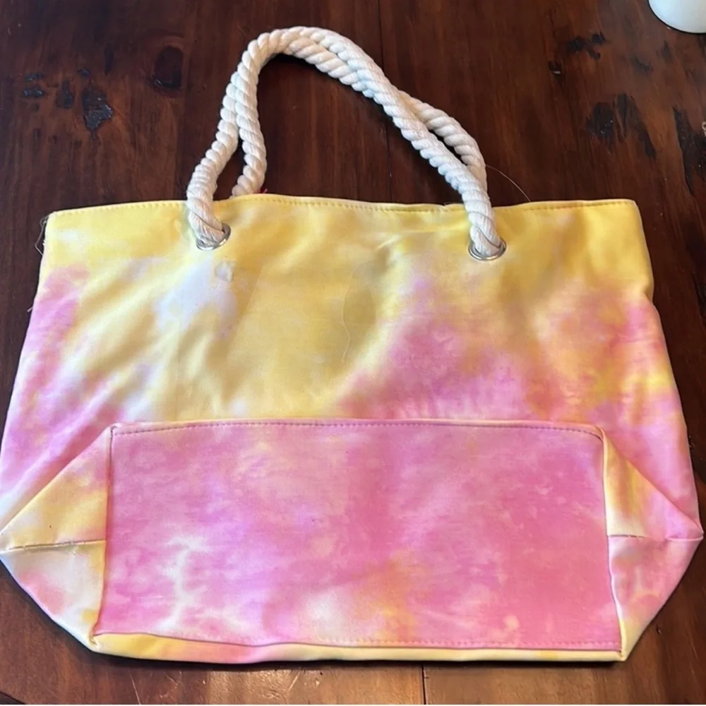 NWT Pink, Yellow And White Tie Dye Tote - Picture 3 of 5